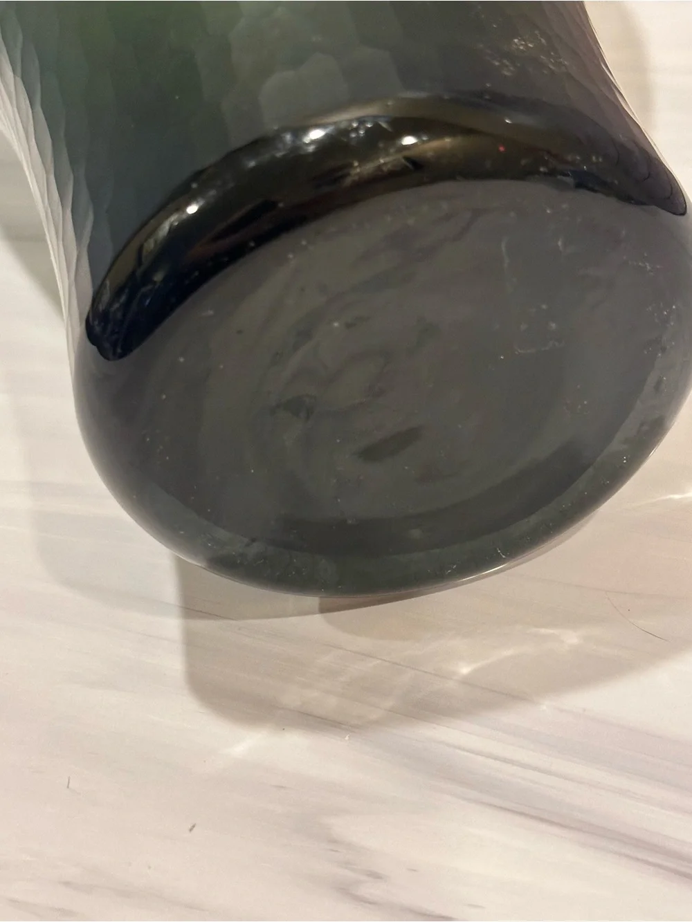 Modern Avocado Green Glass Floor Vase Large 13 Inch Dimpled Teardrop Unbranded